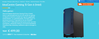Lenovo IdeaCentre Gaming PC 5i Gen6 voor €499 bij Lenovo