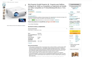 Mini Proyector Einyoumily portátil Proyector 1080P por solo 59,99€