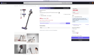 Aspiradora Dyson Cyclone V10 Total Clean por 399€ (Nuevos usuarios por 239,40€)