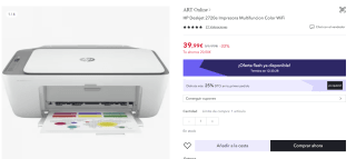 Impresora Multifuncion WiFi HP Deskjet 2720e por 29,99€