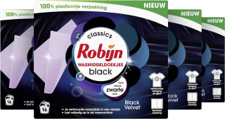 Robijn Classics Black Velvet wasmiddeldoekjes - 4 x 16 wasstrips - voordeelverpakking - 64 wasbeurten voor €11,98 bij Amazon
