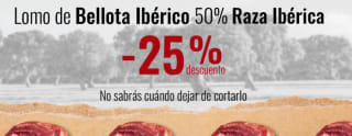 Lomo bellota 3x (1/2) con descuento 25% + regalo medio chorizo por 89,85 €
