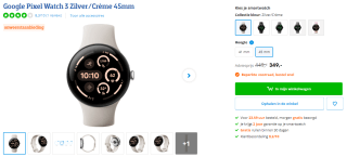 Google Pixel Watch 3 WiFi 45mm horloge voor €349 bij Coolblue