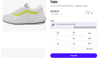 Zapatillas de Mujer Vans UA OLD SKOOL OVER BLANC 41 por 33€