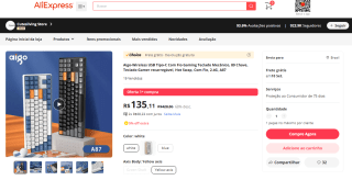 Teclado Mecânico Wireless da Aigo, modelo A87 - R$ 135,11