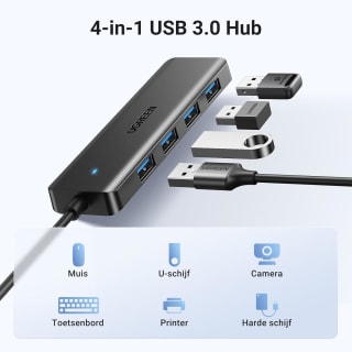 UGREEN USB Hub 3.0 USB Splitter met 4x USB 3.0 voor €10,39 bij Amazon NL