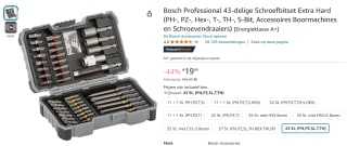 Bosch Professional 43-delige Schroefbitset voor €19,99 bij Amazon