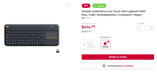 Teclado Logitech K400 Plus por $415 en Office Depot