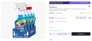 Glassex - Limpiador Multiusos, 2 Pistolas 750 ml + 2 Recambios 750 ml por 9,99€