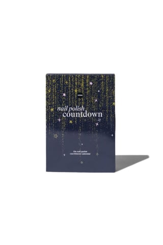 Aftelkalender met 10 vakjes nagellak/topcoat voor €15 bij Hema