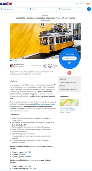 Lisboa Hotel 5* 3 días con vuelos desde 289€.