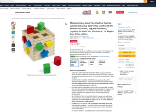 Melissa & Doug Cubo de Madera para Clasificar Formas Juguete Educativo Niños por solo 5,84€