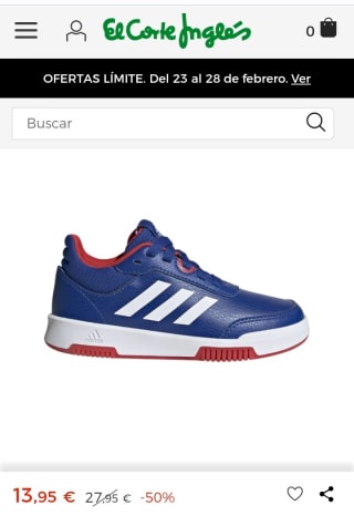 Zapatillas casual de niños Tensaur Sport 2.0 adidas por 13,95€.