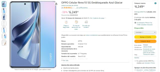 OPPO Reno10 5G 256GB por $6,249 en Amazon