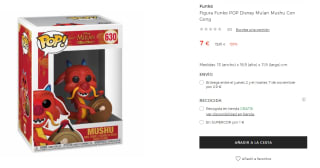 Disney Funko POP Mulan Mushu Con Gong por 7€