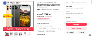 Iphone 11 Pro 64Gb por $6,952.96 en AliExpress
