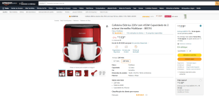 Cafeteira da Multilaser com Capacidade de 2 xícaras - R$ 119,90