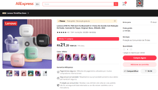 Fone de Ouvido da Lenovo, modelo LP40 Pro - R$ 21,20