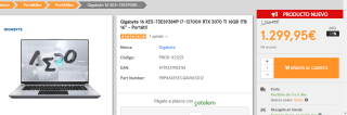 Portátil Gigabyte 16 XE5-73ES938HP por 1299.95€