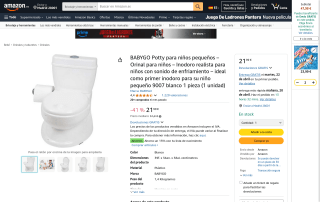 Inodoro infantil realista con sonido descarga por 21,99€