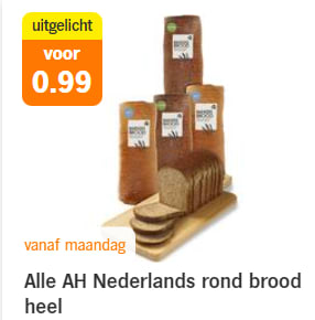 Alle AH Nederlands rond brood heel voor €0,99