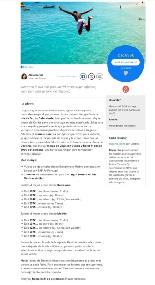 Cabo Verde 8 días Hotel 4* + Vuelos desde 699€ por persona.