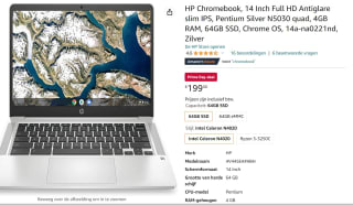 HP Chromebook, 14 Inch Full HD Antiglare slim IPS voor €199 bij Amazon