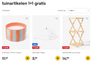 1+1 gratis op tuinartikelen bij Hema