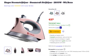 Singer Steamcraft stoomstrijkijzer voor €39,99