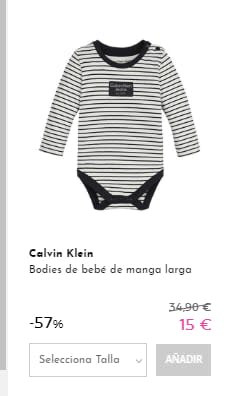 Recopilación de la marca Calvin klein desde 9€ para los bebés y niños en Primeretti