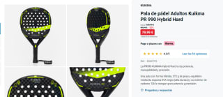 Pala de pádel Adulto Kuikma PR 990 Hybrid Soft por 79,99€
