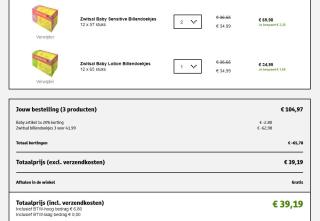 3 x Zwitsal baby billendoekjes van 12-pakken voor €39,19 bij Kruidvat