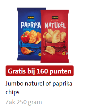 Gratis zak Jumbo chips voor 160 Jumbo Extra punten