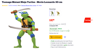 Teenage Mutant Ninja Turtles Mutant Mayhem Movie Figures - Leonardo 30 cm voor €15,99 bij Bol