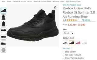 Purchase Reebok kid's Xt sprinter 2.0 alt running shoes from Amazon for £18.65