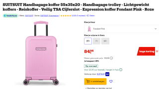 SUITSUIT Handbagage koffer 55x35x20 voor €84,96 bij Bol