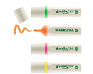 Marcador Edding 24 EcoLine fluorescente Juego de 4-Amarillo Naranja Rosa Verde Punta biselada 2-5mm por 3,65€