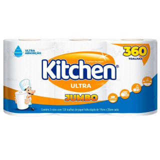 Toalha de Papel da Kitchen com 3 rolos de Folha Dupla - R$ 8,90