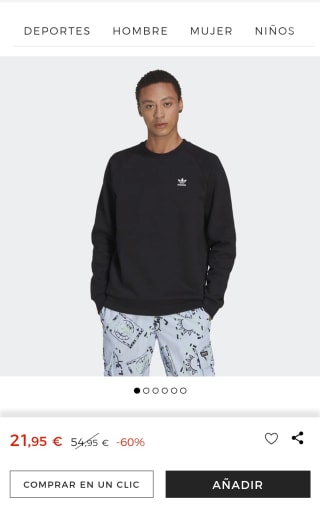 Sudadera Adidas de hombre Trefoil Essentials por 21,95€