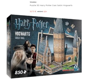 Puzzle Hogwarts Harry Potter Gran Salón 3D por 18.7€