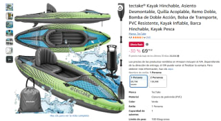 Tectake Kayak Hinchable, Asiento Desmontable, Quilla Acoplable, Remo Doble, Bomba de Doble Acción por 69,79€