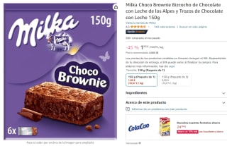 Milka Choco Brownie Bizcocho de Chocolate por 1,60€