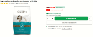 5 kg Konijnenvoer Supreme Science Selective adult voor €19,99 bij Intratuin