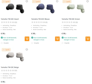 1+1 gratis op Yamaha TW-E3C oordopjes bij Art & Craft