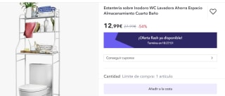 Estantería sobre inodoro o lavadora por solo 8.79€