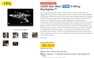 LEGO Star Wars 75355 X-Wing Starfighter voor €185 bij Proshop