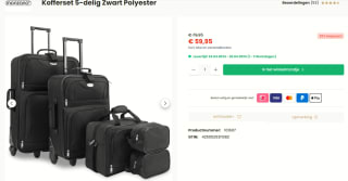 Monzana Kofferset 5-delig - Zwart voor €59,95 bij DeubaXXL