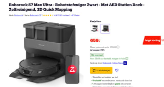 ROBOROCK S7max Ultra Robotstofzuiger Zwart met dweilfunctie voor €659 bij Bol