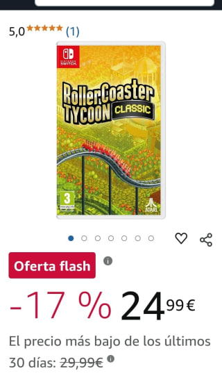 RollerCoaster Tycoon Classic Nintendo Switch por 24,99€.