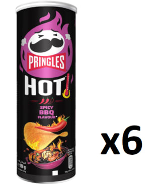 6 Botes de PRINGLES Aperitivos de patata hot smokin bbq ribs flavour lata 160 g por 8.32€